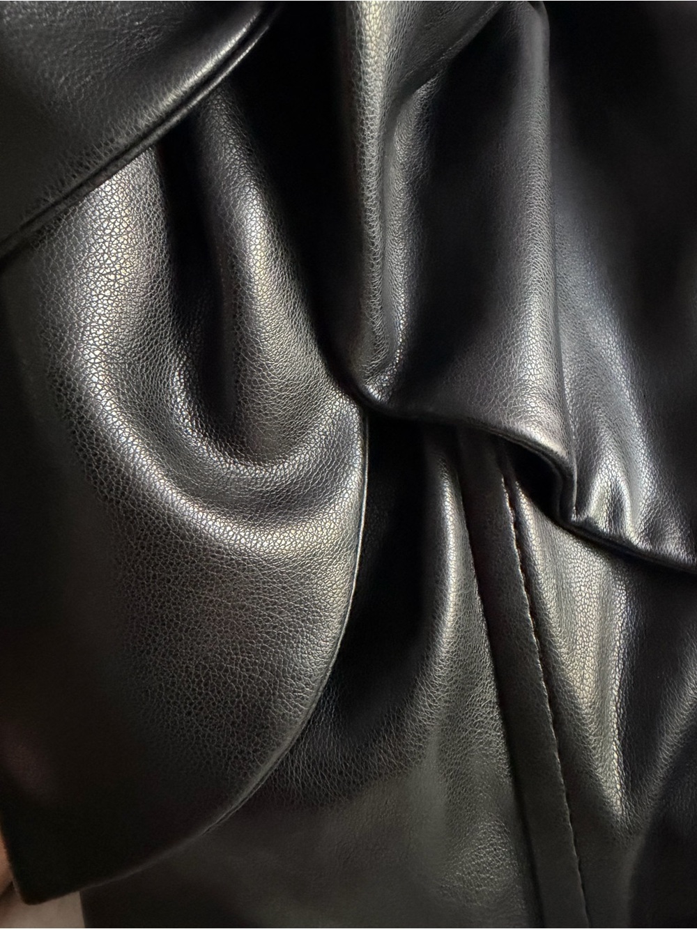 MILLY Black Vegan Leather One Shoulder Bow Crop Top Faux Leather Bustier Size S - Picture 9 of 10